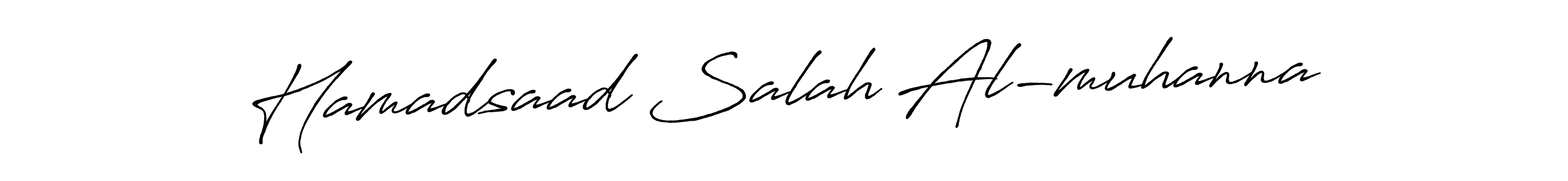 The best way (Antro_Vectra_Bolder) to make a short signature is to pick only two or three words in your name. The name Hamadsaad Salah Al-muhanna include a total of six letters. For converting this name. Hamadsaad Salah Al-muhanna signature style 7 images and pictures png