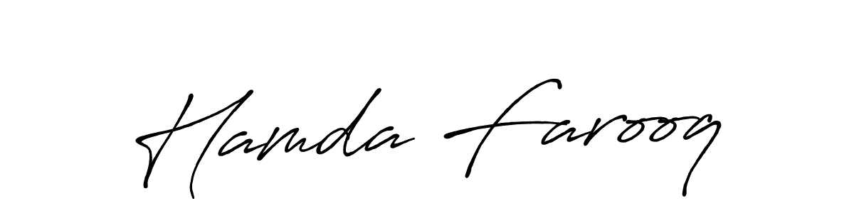 How to make Hamda Farooq name signature. Use Antro_Vectra_Bolder style for creating short signs online. This is the latest handwritten sign. Hamda Farooq signature style 7 images and pictures png