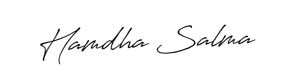 Use a signature maker to create a handwritten signature online. With this signature software, you can design (Antro_Vectra_Bolder) your own signature for name Hamdha Salma. Hamdha Salma signature style 7 images and pictures png