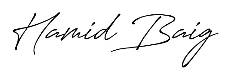 The Antro_Vectra_Bolder font transforms the name Hamid Baig into an executive sign with sharp precision and distinguished character. Hamid Baig signature style 7 images and pictures png