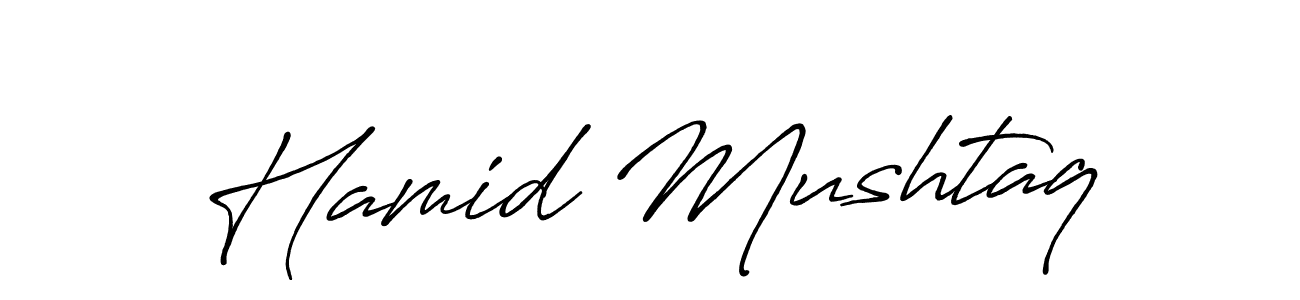 How to make Hamid Mushtaq name signature. Use Antro_Vectra_Bolder style for creating short signs online. This is the latest handwritten sign. Hamid Mushtaq signature style 7 images and pictures png