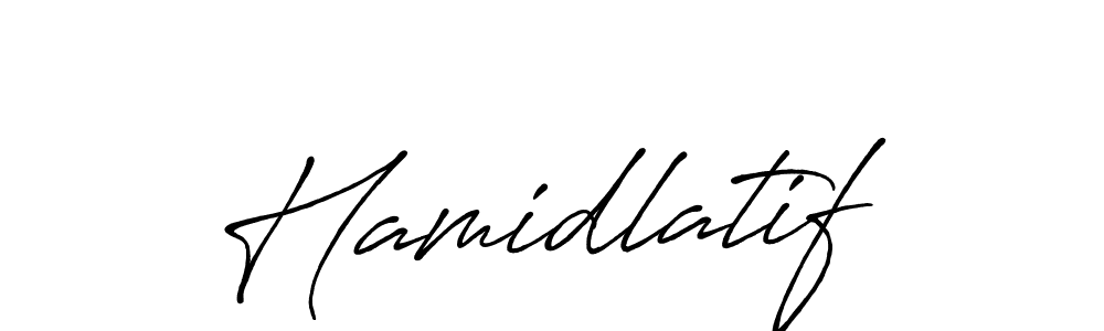 Use a signature maker to create a handwritten signature online. With this signature software, you can design (Antro_Vectra_Bolder) your own signature for name Hamidlatif. Hamidlatif signature style 7 images and pictures png