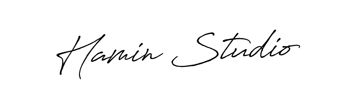 The best way (Antro_Vectra_Bolder) to make a short signature is to pick only two or three words in your name. The name Hamin Studio include a total of six letters. For converting this name. Hamin Studio signature style 7 images and pictures png
