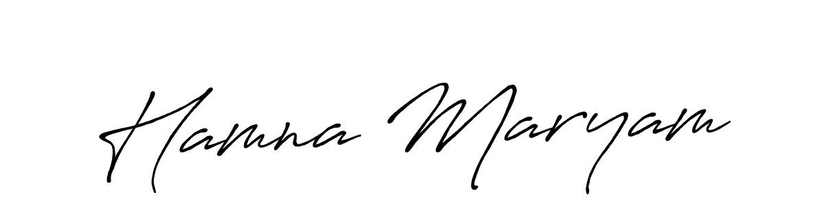 Make a beautiful signature design for name Hamna Maryam. With this signature (Antro_Vectra_Bolder) style, you can create a handwritten signature for free. Hamna Maryam signature style 7 images and pictures png