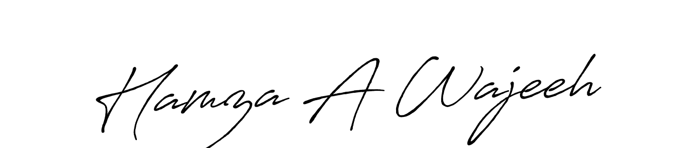 How to make Hamza A Wajeeh name signature. Use Antro_Vectra_Bolder style for creating short signs online. This is the latest handwritten sign. Hamza A Wajeeh signature style 7 images and pictures png