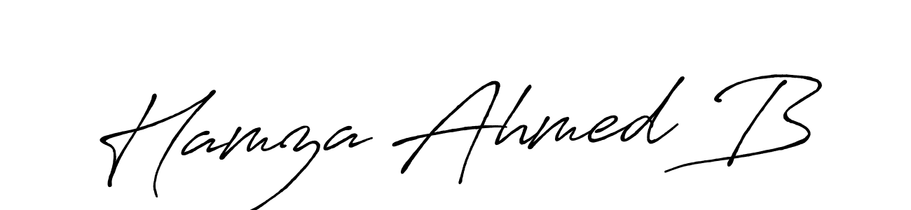 The best way (Antro_Vectra_Bolder) to make a short signature is to pick only two or three words in your name. The name Hamza Ahmed B include a total of six letters. For converting this name. Hamza Ahmed B signature style 7 images and pictures png