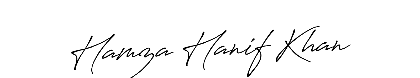 Use a signature maker to create a handwritten signature online. With this signature software, you can design (Antro_Vectra_Bolder) your own signature for name Hamza Hanif Khan. Hamza Hanif Khan signature style 7 images and pictures png