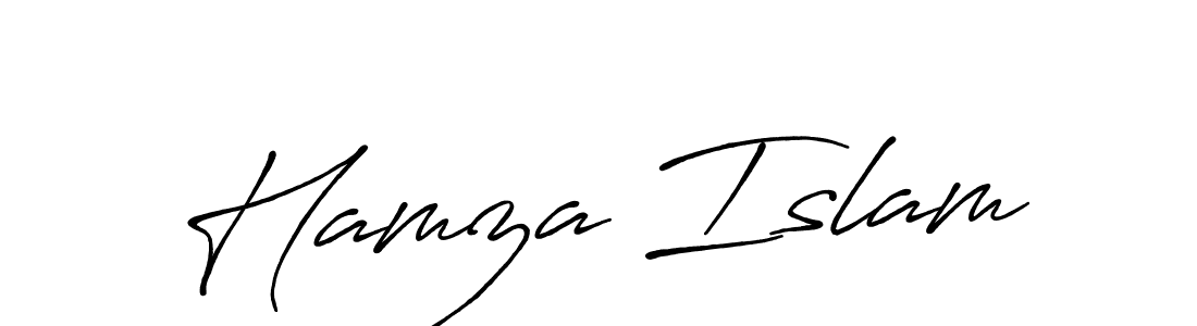 Make a beautiful signature design for name Hamza Islam. With this signature (Antro_Vectra_Bolder) style, you can create a handwritten signature for free. Hamza Islam signature style 7 images and pictures png
