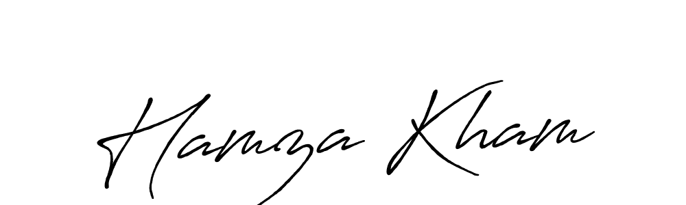 Antro_Vectra_Bolder is a professional signature style that is perfect for those who want to add a touch of class to their signature. It is also a great choice for those who want to make their signature more unique. Get Hamza Kham name to fancy signature for free. Hamza Kham signature style 7 images and pictures png