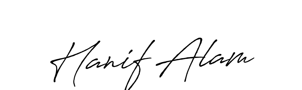 Use a signature maker to create a handwritten signature online. With this signature software, you can design (Antro_Vectra_Bolder) your own signature for name Hanif Alam. Hanif Alam signature style 7 images and pictures png