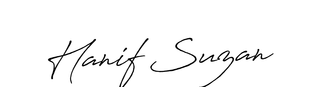 Similarly Antro_Vectra_Bolder is the best handwritten signature design. Signature creator online .You can use it as an online autograph creator for name Hanif Suzan. Hanif Suzan signature style 7 images and pictures png