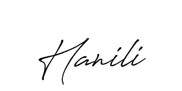 Make a beautiful signature design for name Hanili. With this signature (Antro_Vectra_Bolder) style, you can create a handwritten signature for free. Hanili signature style 7 images and pictures png