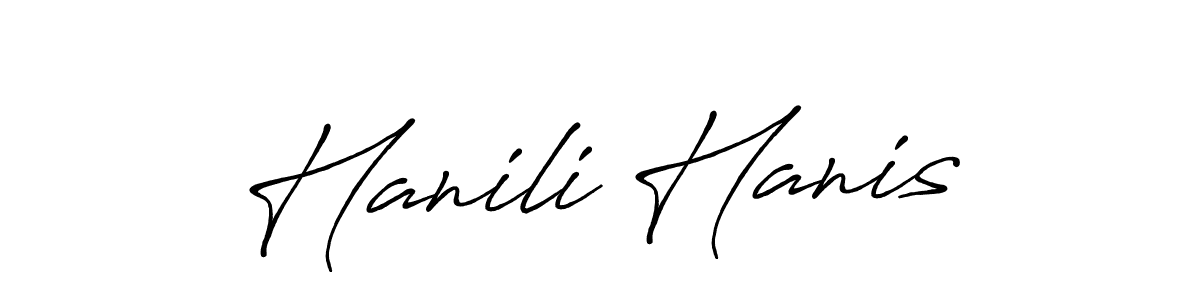 The best way (Antro_Vectra_Bolder) to make a short signature is to pick only two or three words in your name. The name Hanili Hanis include a total of six letters. For converting this name. Hanili Hanis signature style 7 images and pictures png