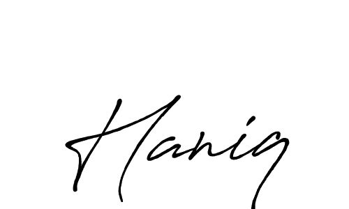 Similarly Antro_Vectra_Bolder is the best handwritten signature design. Signature creator online .You can use it as an online autograph creator for name Haniq. Haniq signature style 7 images and pictures png