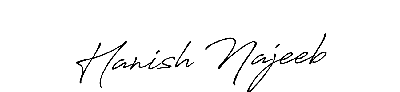 You can use this online signature creator to create a handwritten signature for the name Hanish Najeeb. This is the best online autograph maker. Hanish Najeeb signature style 7 images and pictures png