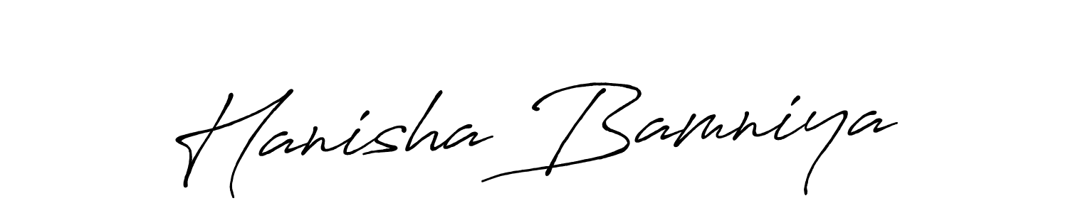 Create a beautiful signature design for name Hanisha Bamniya. With this signature (Antro_Vectra_Bolder) fonts, you can make a handwritten signature for free. Hanisha Bamniya signature style 7 images and pictures png