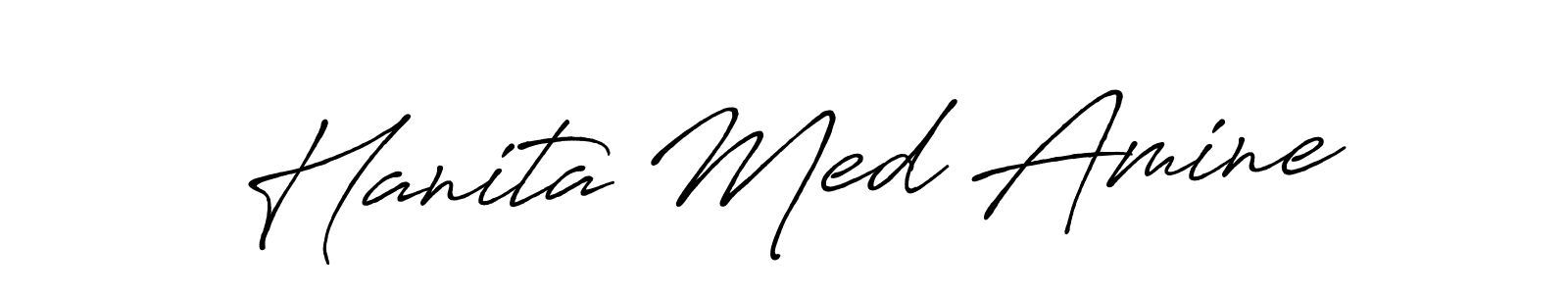 Create a beautiful signature design for name Hanita Med Amine. With this signature (Antro_Vectra_Bolder) fonts, you can make a handwritten signature for free. Hanita Med Amine signature style 7 images and pictures png