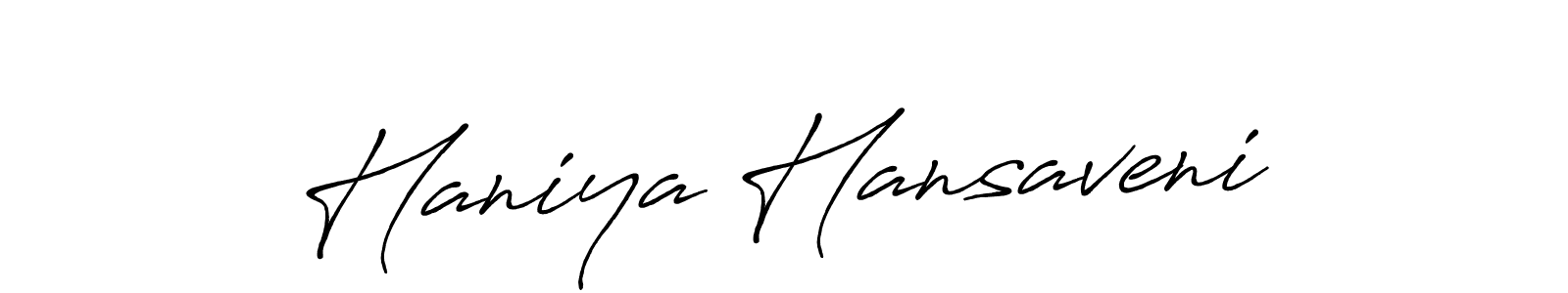 Create a beautiful signature design for name Haniya Hansaveni. With this signature (Antro_Vectra_Bolder) fonts, you can make a handwritten signature for free. Haniya Hansaveni signature style 7 images and pictures png