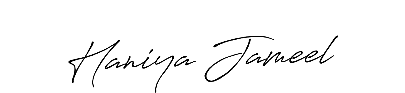 Create a beautiful signature design for name Haniya Jameel. With this signature (Antro_Vectra_Bolder) fonts, you can make a handwritten signature for free. Haniya Jameel signature style 7 images and pictures png