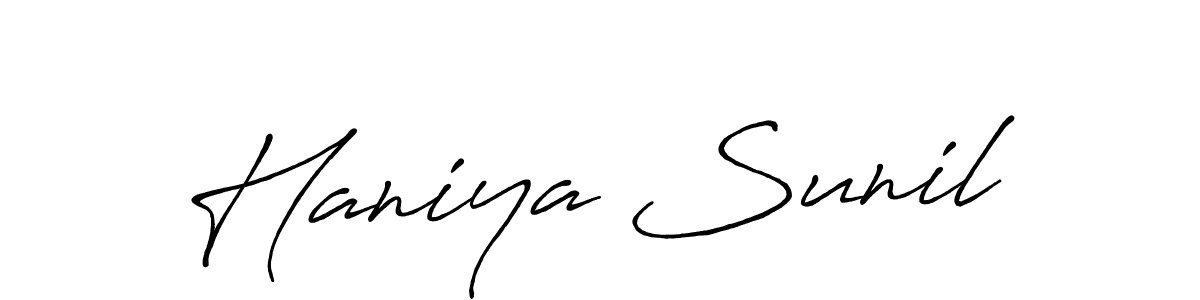 How to make Haniya Sunil name signature. Use Antro_Vectra_Bolder style for creating short signs online. This is the latest handwritten sign. Haniya Sunil signature style 7 images and pictures png