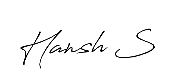 Make a beautiful signature design for name Hansh S. With this signature (Antro_Vectra_Bolder) style, you can create a handwritten signature for free. Hansh S signature style 7 images and pictures png