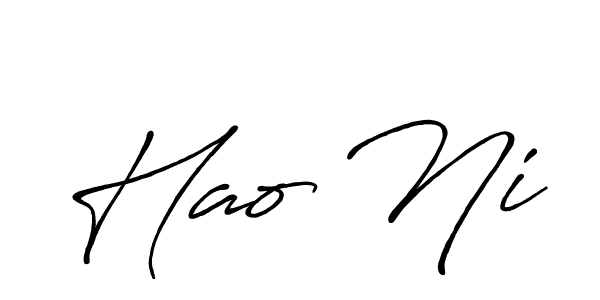 The best way (Antro_Vectra_Bolder) to make a short signature is to pick only two or three words in your name. The name Hao Ni include a total of six letters. For converting this name. Hao Ni signature style 7 images and pictures png
