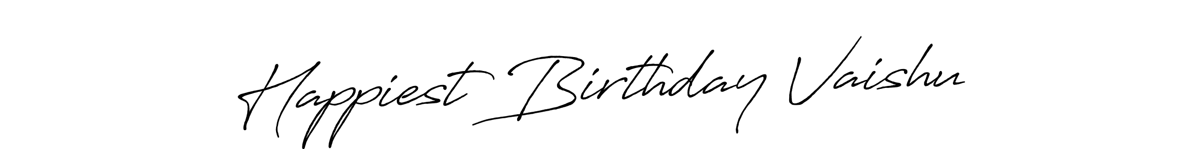 Create a beautiful signature design for name Happiest Birthday Vaishu. With this signature (Antro_Vectra_Bolder) fonts, you can make a handwritten signature for free. Happiest Birthday Vaishu signature style 7 images and pictures png