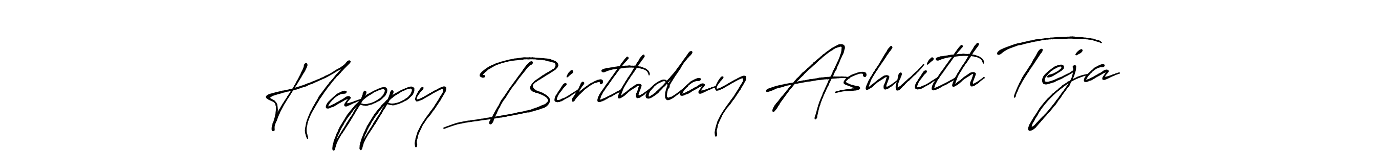 How to make Happy Birthday Ashvith Teja name signature. Use Antro_Vectra_Bolder style for creating short signs online. This is the latest handwritten sign. Happy Birthday Ashvith Teja signature style 7 images and pictures png