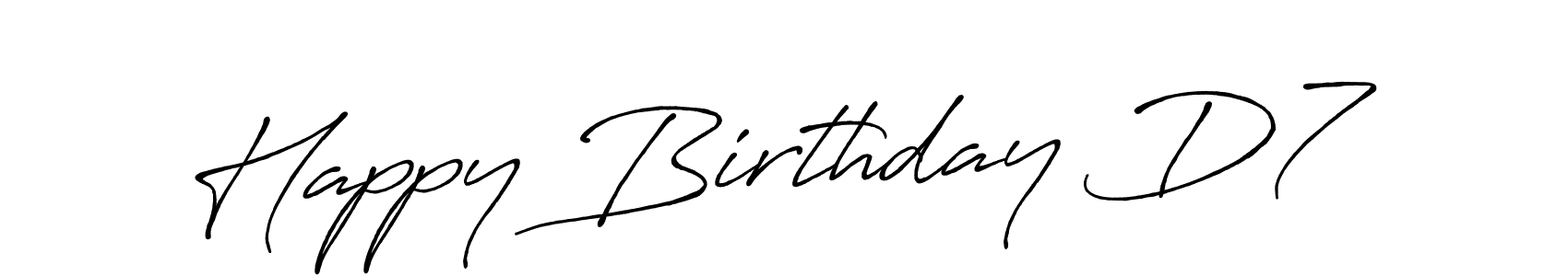 Make a beautiful signature design for name Happy Birthday D7. With this signature (Antro_Vectra_Bolder) style, you can create a handwritten signature for free. Happy Birthday D7 signature style 7 images and pictures png