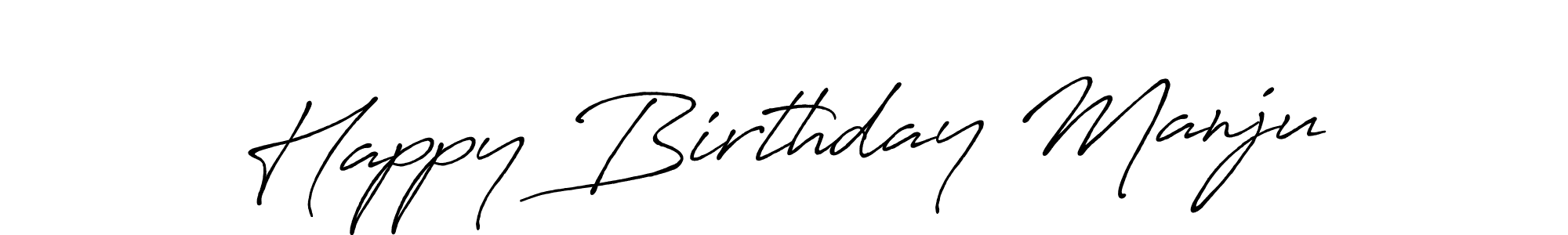 Antro_Vectra_Bolder is a professional signature style that is perfect for those who want to add a touch of class to their signature. It is also a great choice for those who want to make their signature more unique. Get Happy Birthday Manju name to fancy signature for free. Happy Birthday Manju signature style 7 images and pictures png