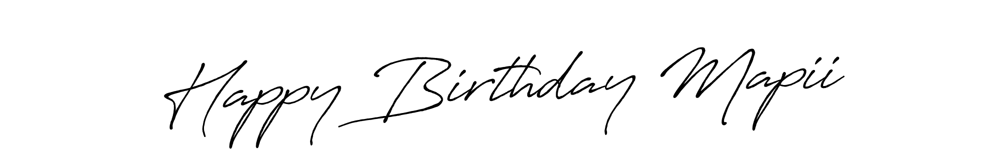 How to make Happy Birthday Mapii name signature. Use Antro_Vectra_Bolder style for creating short signs online. This is the latest handwritten sign. Happy Birthday Mapii signature style 7 images and pictures png