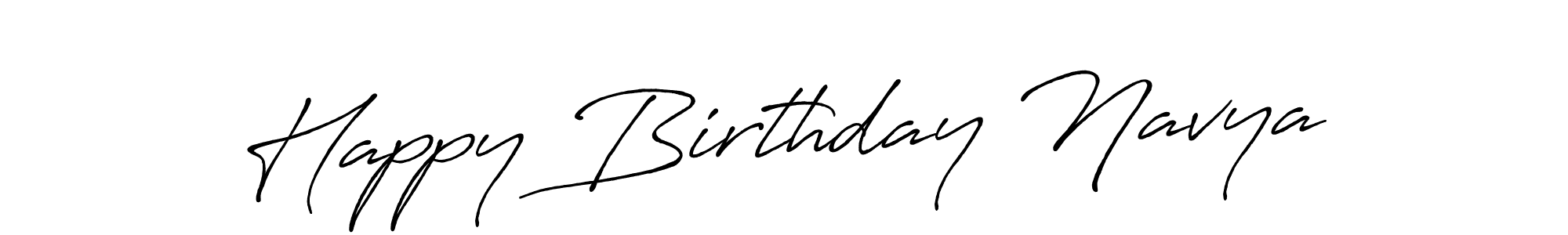 The best way (Antro_Vectra_Bolder) to make a short signature is to pick only two or three words in your name. The name Happy Birthday Navya include a total of six letters. For converting this name. Happy Birthday Navya signature style 7 images and pictures png