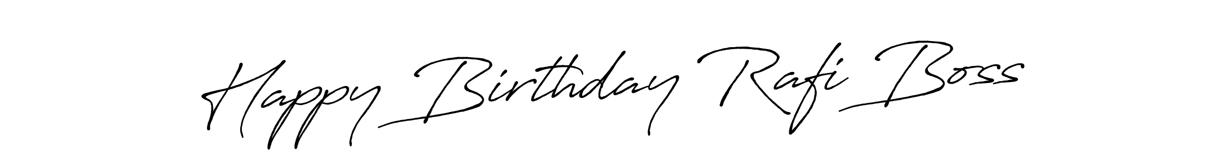 How to make Happy Birthday Rafi Boss name signature. Use Antro_Vectra_Bolder style for creating short signs online. This is the latest handwritten sign. Happy Birthday Rafi Boss signature style 7 images and pictures png