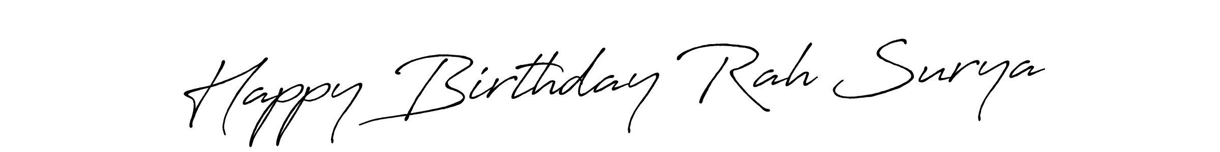 Also You can easily find your signature by using the search form. We will create Happy Birthday Rah Surya name handwritten signature images for you free of cost using Antro_Vectra_Bolder sign style. Happy Birthday Rah Surya signature style 7 images and pictures png