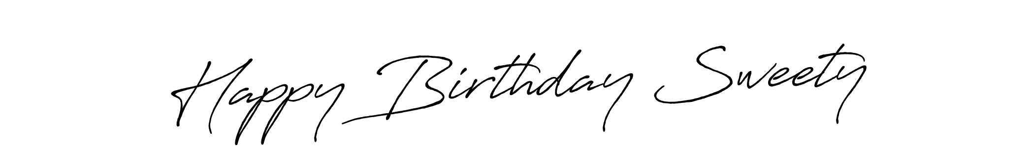 The best way (Antro_Vectra_Bolder) to make a short signature is to pick only two or three words in your name. The name Happy Birthday Sweety include a total of six letters. For converting this name. Happy Birthday Sweety signature style 7 images and pictures png