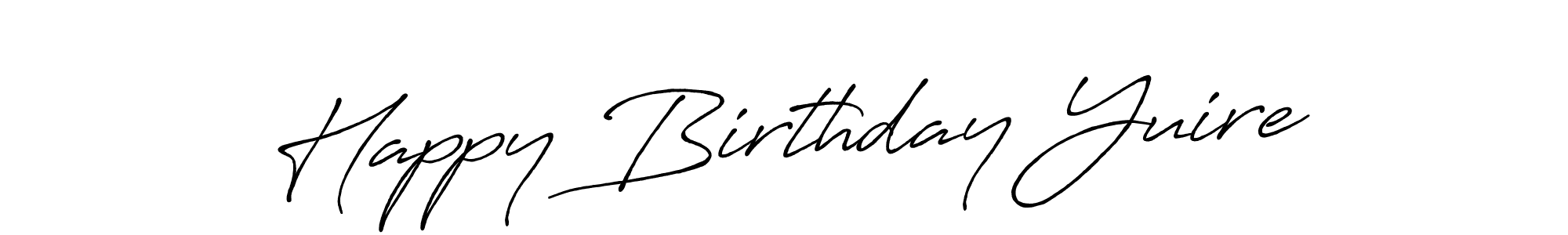 How to make Happy Birthday Yuire name signature. Use Antro_Vectra_Bolder style for creating short signs online. This is the latest handwritten sign. Happy Birthday Yuire signature style 7 images and pictures png
