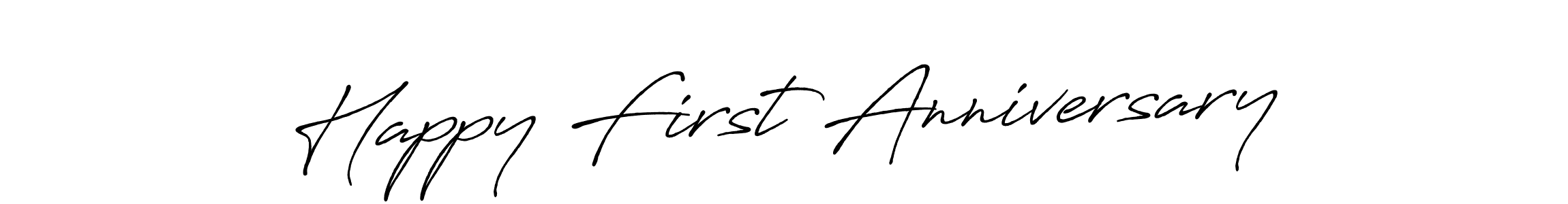 Happy First Anniversary stylish signature style. Best Handwritten Sign (Antro_Vectra_Bolder) for my name. Handwritten Signature Collection Ideas for my name Happy First Anniversary. Happy First Anniversary signature style 7 images and pictures png