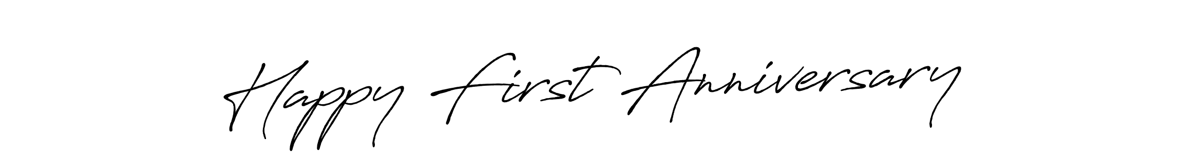 Happy First Anniversary stylish signature style. Best Handwritten Sign (Antro_Vectra_Bolder) for my name. Handwritten Signature Collection Ideas for my name Happy First Anniversary. Happy First Anniversary signature style 7 images and pictures png