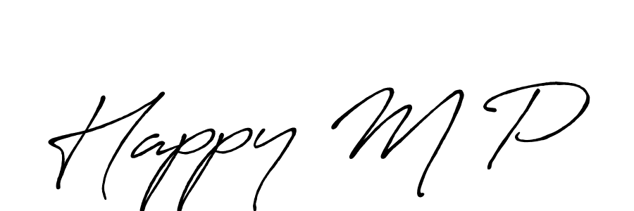 Use a signature maker to create a handwritten signature online. With this signature software, you can design (Antro_Vectra_Bolder) your own signature for name Happy M P. Happy M P signature style 7 images and pictures png