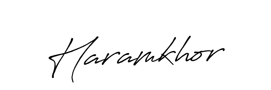 Use a signature maker to create a handwritten signature online. With this signature software, you can design (Antro_Vectra_Bolder) your own signature for name Haramkhor. Haramkhor signature style 7 images and pictures png