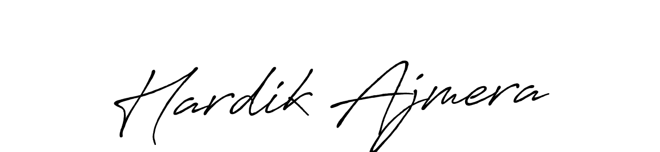 How to make Hardik Ajmera name signature. Use Antro_Vectra_Bolder style for creating short signs online. This is the latest handwritten sign. Hardik Ajmera signature style 7 images and pictures png