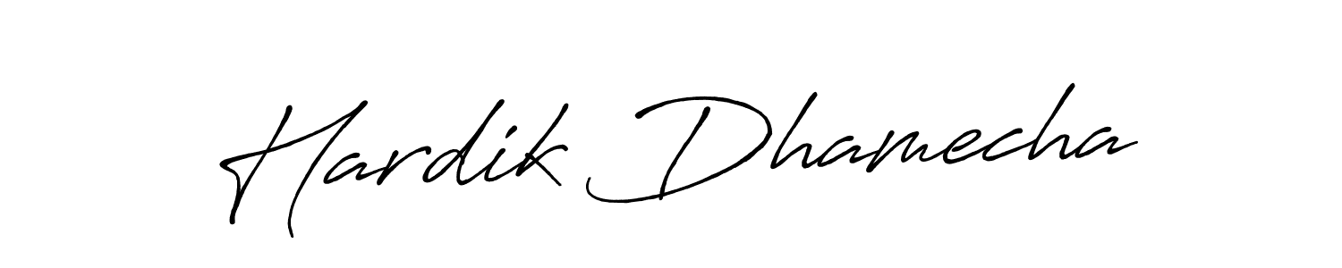 Antro_Vectra_Bolder is a professional signature style that is perfect for those who want to add a touch of class to their signature. It is also a great choice for those who want to make their signature more unique. Get Hardik Dhamecha name to fancy signature for free. Hardik Dhamecha signature style 7 images and pictures png