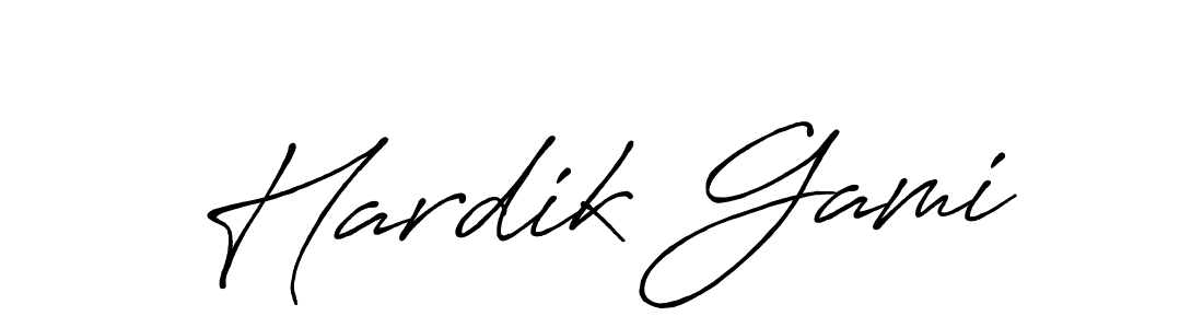 Create a beautiful signature design for name Hardik Gami. With this signature (Antro_Vectra_Bolder) fonts, you can make a handwritten signature for free. Hardik Gami signature style 7 images and pictures png