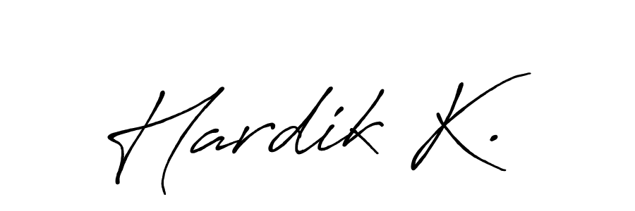 The best way (Antro_Vectra_Bolder) to make a short signature is to pick only two or three words in your name. The name Hardik K. include a total of six letters. For converting this name. Hardik K. signature style 7 images and pictures png