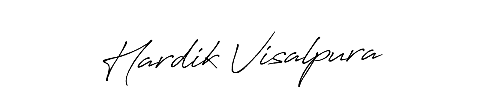 How to make Hardik Visalpura name signature. Use Antro_Vectra_Bolder style for creating short signs online. This is the latest handwritten sign. Hardik Visalpura signature style 7 images and pictures png