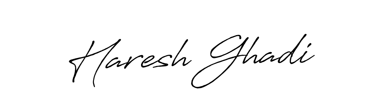 The best way (Antro_Vectra_Bolder) to make a short signature is to pick only two or three words in your name. The name Haresh Ghadi include a total of six letters. For converting this name. Haresh Ghadi signature style 7 images and pictures png