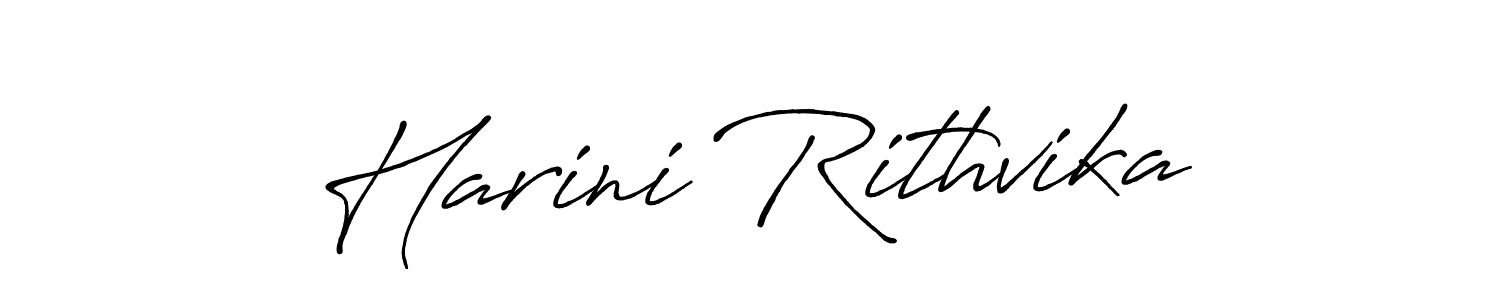 How to make Harini Rithvika name signature. Use Antro_Vectra_Bolder style for creating short signs online. This is the latest handwritten sign. Harini Rithvika signature style 7 images and pictures png