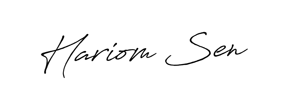 Use a signature maker to create a handwritten signature online. With this signature software, you can design (Antro_Vectra_Bolder) your own signature for name Hariom Sen. Hariom Sen signature style 7 images and pictures png