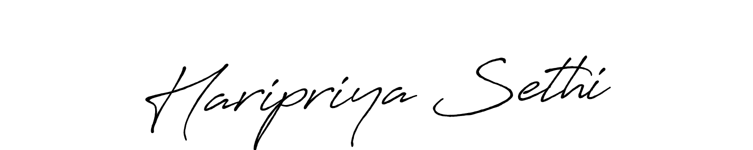 Make a beautiful signature design for name Haripriya Sethi. With this signature (Antro_Vectra_Bolder) style, you can create a handwritten signature for free. Haripriya Sethi signature style 7 images and pictures png