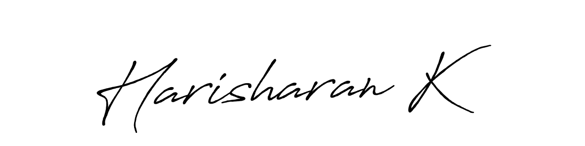 The best way (Antro_Vectra_Bolder) to make a short signature is to pick only two or three words in your name. The name Harisharan K include a total of six letters. For converting this name. Harisharan K signature style 7 images and pictures png
